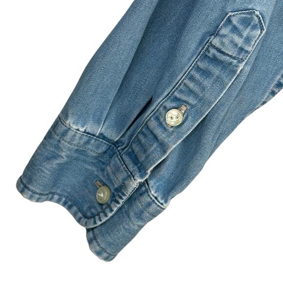Vtg Ralph Lauren Jeans Co Denim Shirt Top Womens Large Distressed Button Up LS - Picture 9 of 11